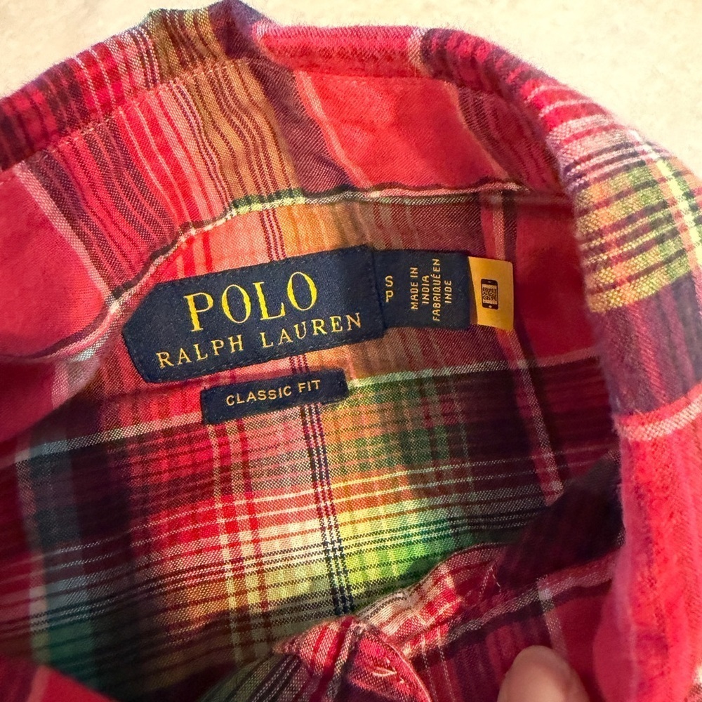 Polo Ralph Lauren Madras Western Red and Green Plaid Shirt - Picture 4 of 11